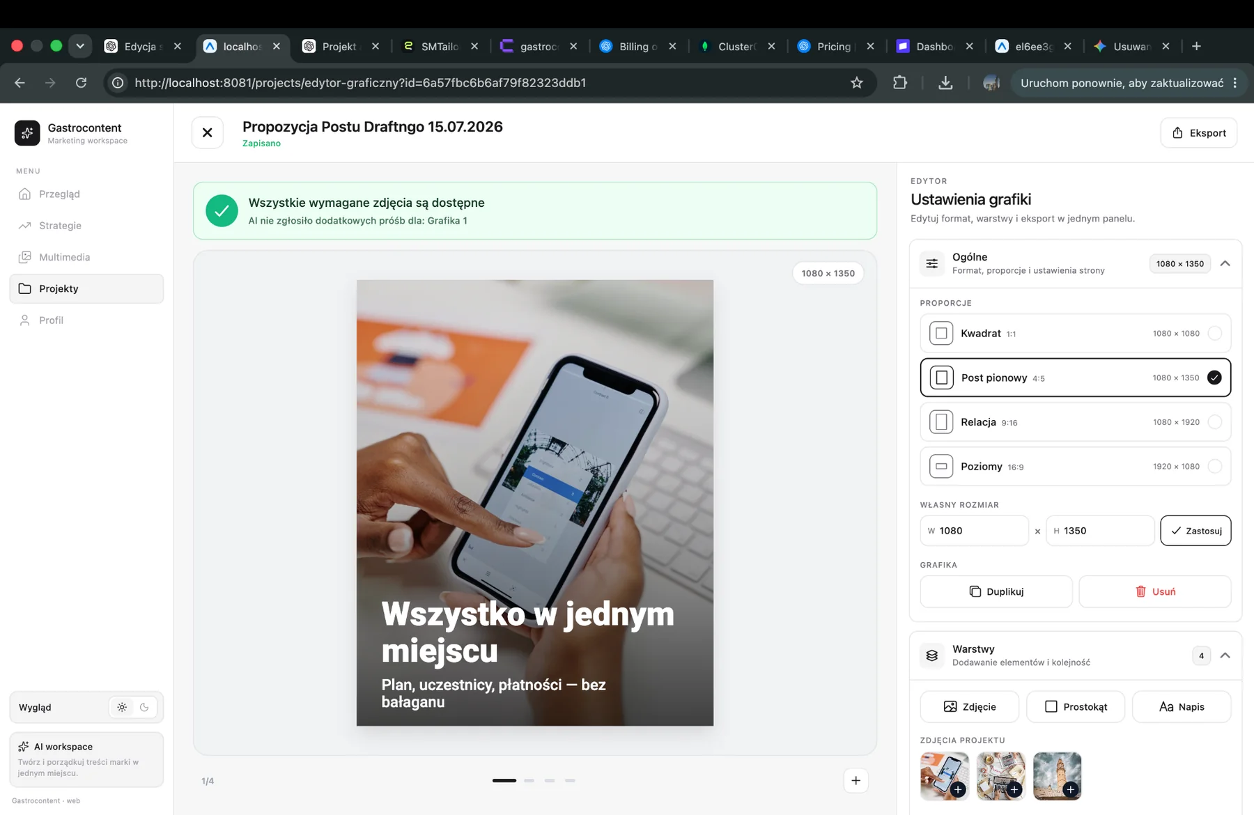 Edytor grafiki SMTailor z warstwami, rozmiarami i eksportem